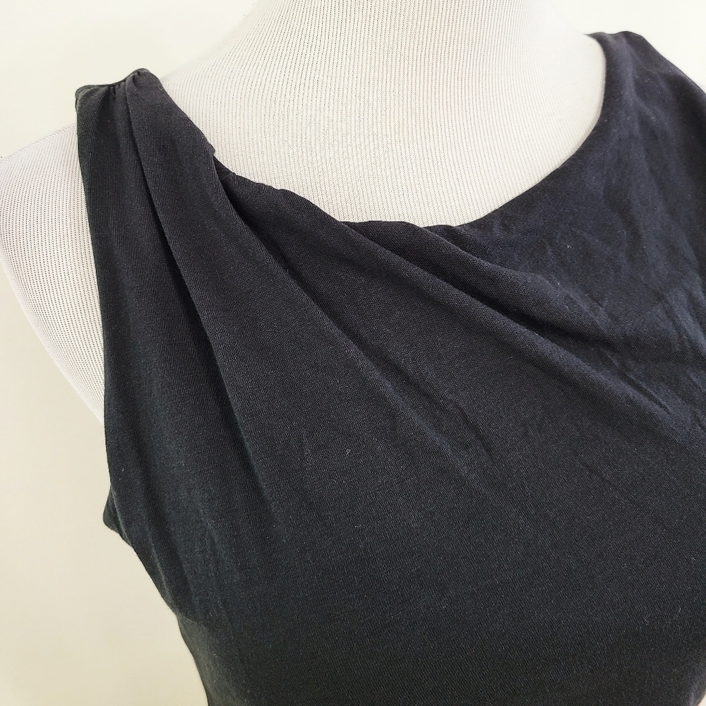 Theory draped black shirt dress pima jersey ruched size P - Picture 5 of 6